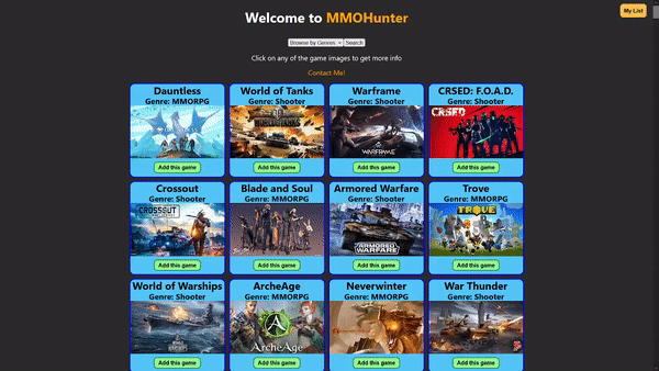 a working demo of the MMOHhunter website